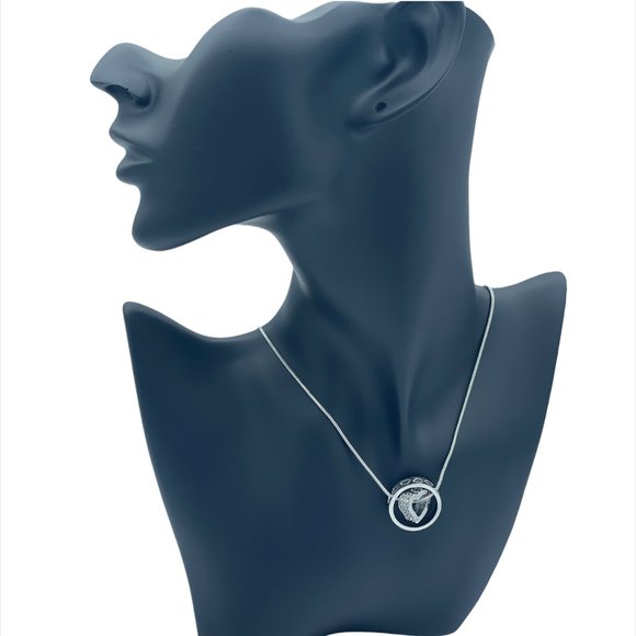 Swarovski Crystal Elements Infinity Heart with Ring Necklace Silver Tone - Picture 7 of 8